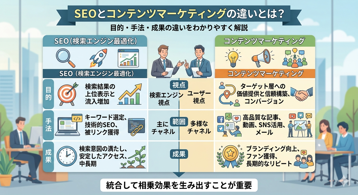 SEOとコンテンツマーケティングの違い